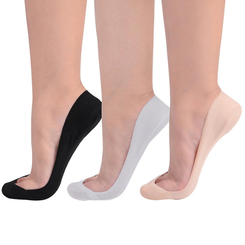 Soxbang Womens TRULY No Show Socks for Flats Heels Non Slip Cotton Ultra Low Cut Liner Socks(3-Black+Grey+Nude,5-7.5) - Image 1